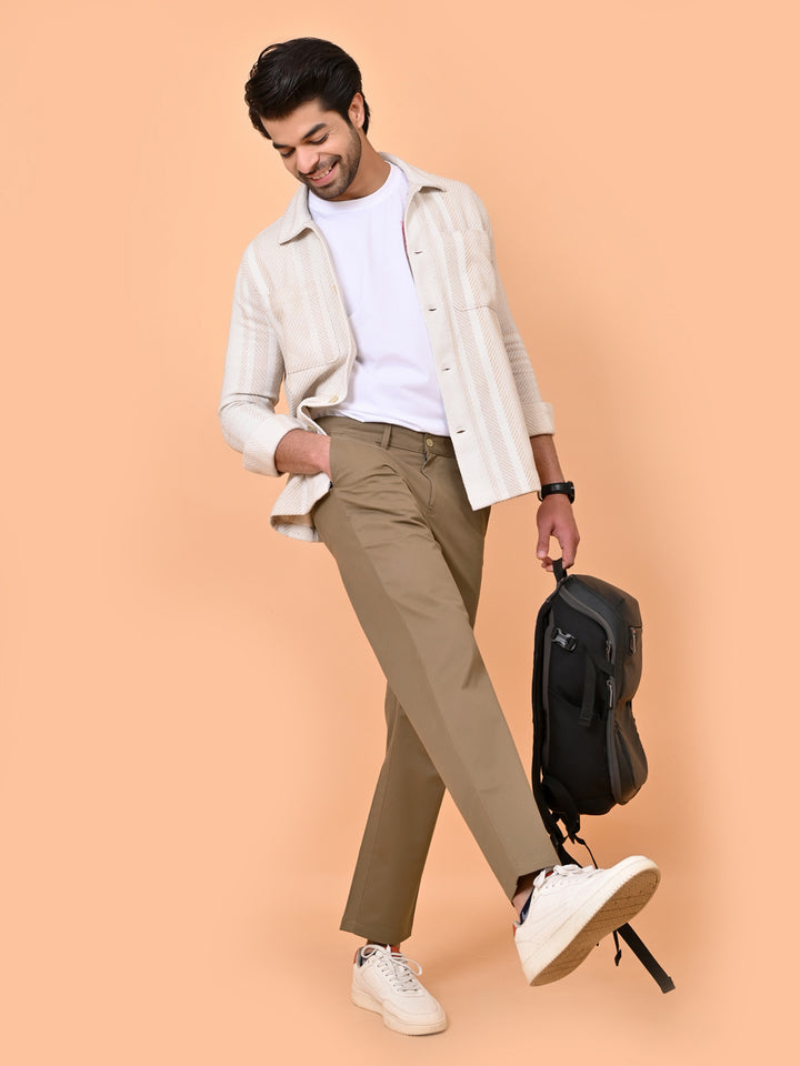 Men's Khaki Stretchable Cotton Chinos